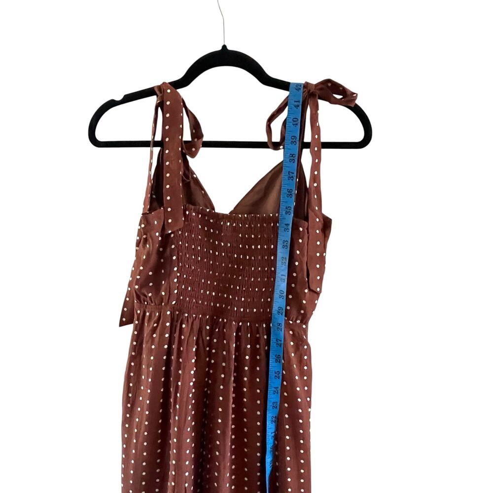 CUPSHE Polka Dot Ruched Brown Mini Dress NWT Size Medium - Picture 6 of 7